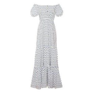 NWT CAROLINE CONSTAS Bardot Maxi Dress White Small